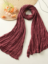 Retro Casual Pleated Solid Color Long Shawl Scarf